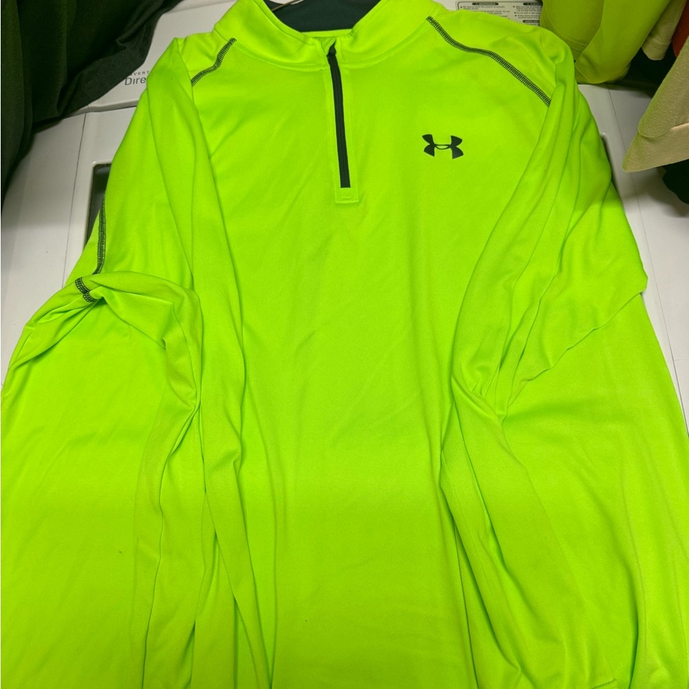 UA Neon Green Heat Gear long sleeve tshirt